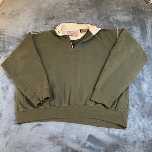 Outdoor Life Quarter Zip Pullover Olive Green Sweatshirt Casual Mens Large
